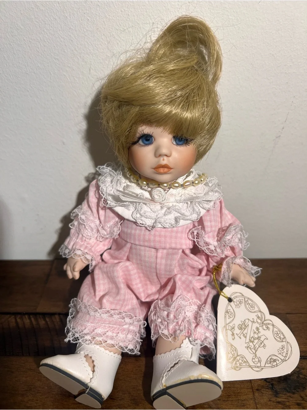 Franklin Mint Heirloom Pink Porcelain Doll
